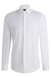 BOSS - Slim-fit shirt in structured stretch cotton