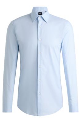 BOSS - Slim-fit shirt in structured stretch cotton