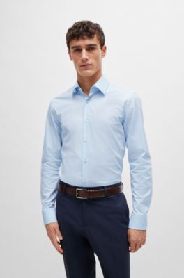BOSS - Slim-fit shirt in structured stretch cotton