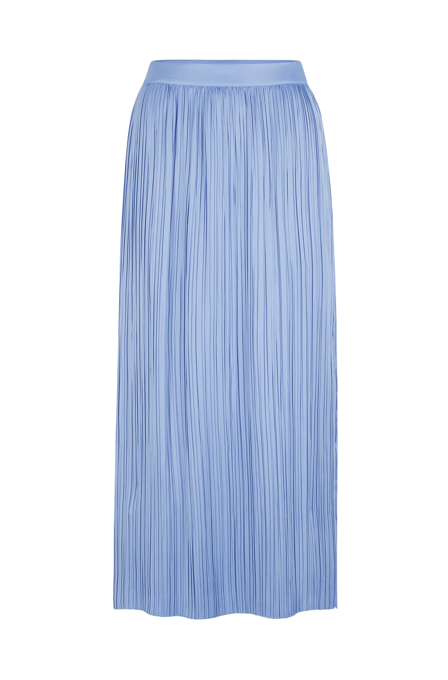 Long skirt micro-pleated sateen fabric
