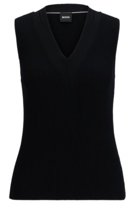 BOSS - Sleeveless knitted top with cut-out details