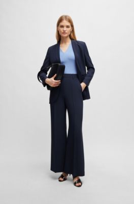 Sleeveless knitted top with cut-out details, Blue