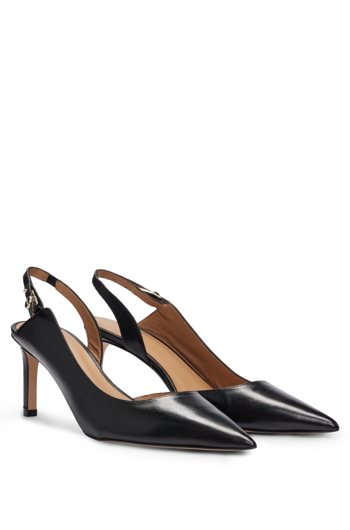 Patent leather-effect slingback shoes - Woman