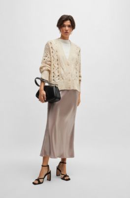 C&aacute;rdigan de algod&oacute;n con punto trenzado, Blanco