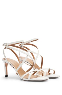 Sandalias de piel de napa con tiras, Blanco