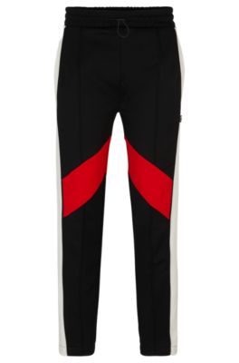 Hugo Boss Relaxed-fit Tracksuit Bottoms With Color-blocking In Black