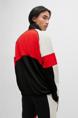 Sudadera de bloques de color con insignia de logo inspirado en las carreras, Negro