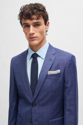 Printed pocket square in linen and cotton, White