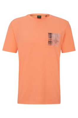 Camiseta regular fit de algod&oacute;n con ilustraci&oacute;n de temporada, Rojo claro