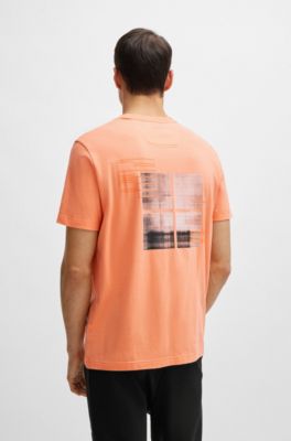 Camiseta regular fit de algod&oacute;n con ilustraci&oacute;n de temporada, Rojo claro