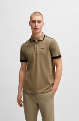 Polo de piqu&eacute; de algod&oacute;n con rayas en contraste y logo, Cal