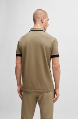 Polo de piqu&eacute; de algod&oacute;n con rayas en contraste y logo, Cal
