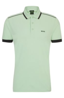 Polo de piqu&eacute; de algod&oacute;n con rayas en contraste y logo, Cal