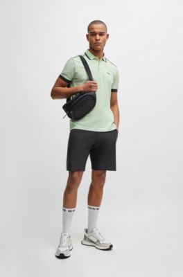 Polo de piqu&eacute; de algod&oacute;n con rayas en contraste y logo, Cal