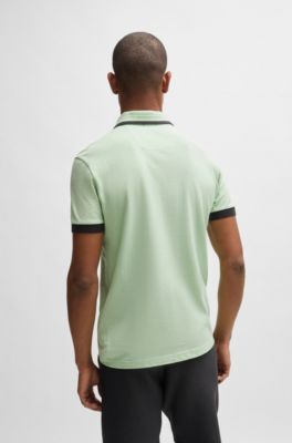 Polo de piqu&eacute; de algod&oacute;n con rayas en contraste y logo, Cal