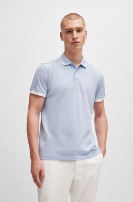 Polo de piqu&eacute; de algod&oacute;n con rayas en contraste y logo, Lila