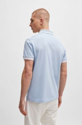 Polo de piqu&eacute; de algod&oacute;n con rayas en contraste y logo, Lila