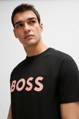 BOSS - Stretch-cotton regular-fit T-shirt with seasonal logo