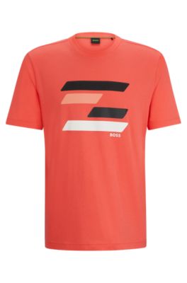 Hugo Boss Cotton-jersey T-shirt With Flag-inspired Artwork In Light Red