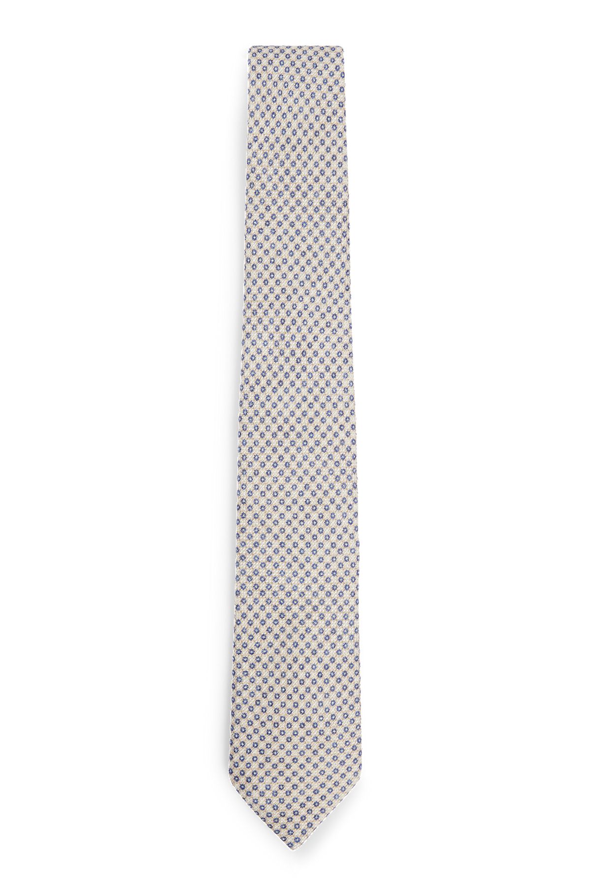 Dot-print tie in linen and cotton, Light Beige