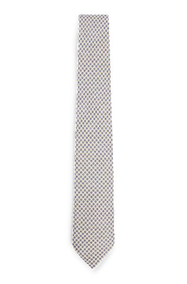 Dot-print tie in linen and cotton, Light Beige
