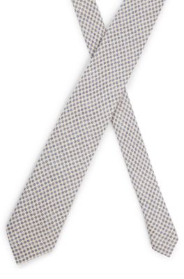 Dot-print tie in linen and cotton, Light Beige