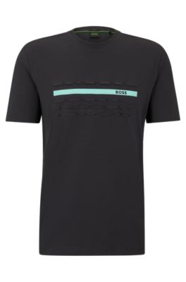 BOSS - Stretch-cotton regular-fit T-shirt with embossed artwork