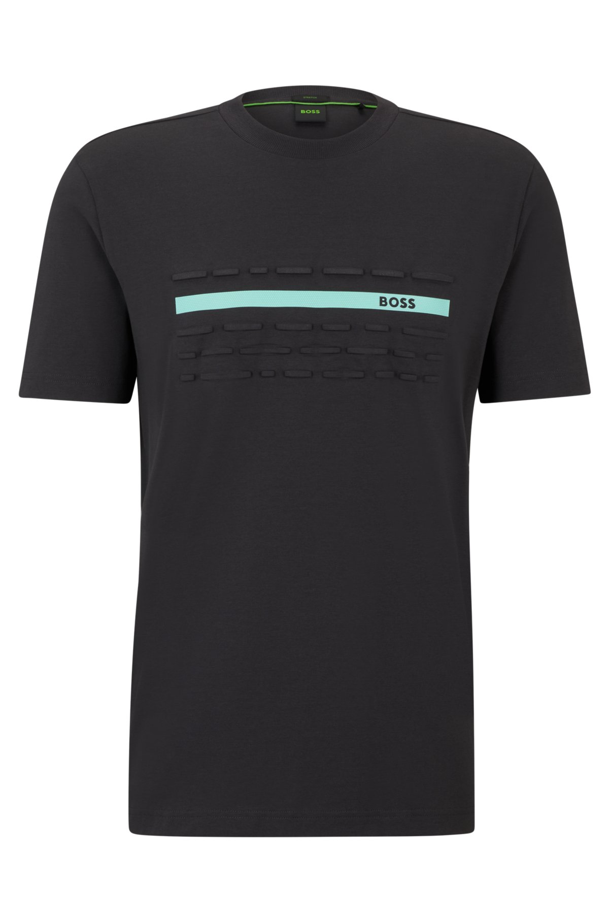 BOSS - Stretch-cotton regular-fit T-shirt with embossed artwork
