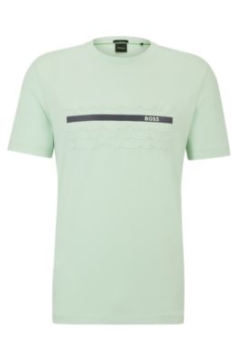 BOSS - Stretch-cotton regular-fit T-shirt with embossed artwork