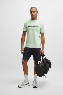 T-shirt Regular Fit en coton stretch avec motif artistique emboss&eacute;, Chaux