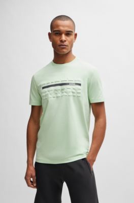 T-shirt Regular Fit en coton stretch avec motif artistique emboss&eacute;, Chaux