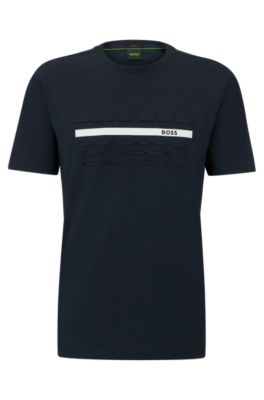 HUGO BOSS STRETCH-COTTON REGULAR-FIT T-SHIRT WITH EMBOSSED ARTWORK