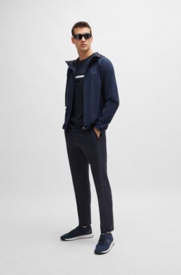 Stretch-cotton regular-fit T-shirt with embossed artwork, Dark Blue