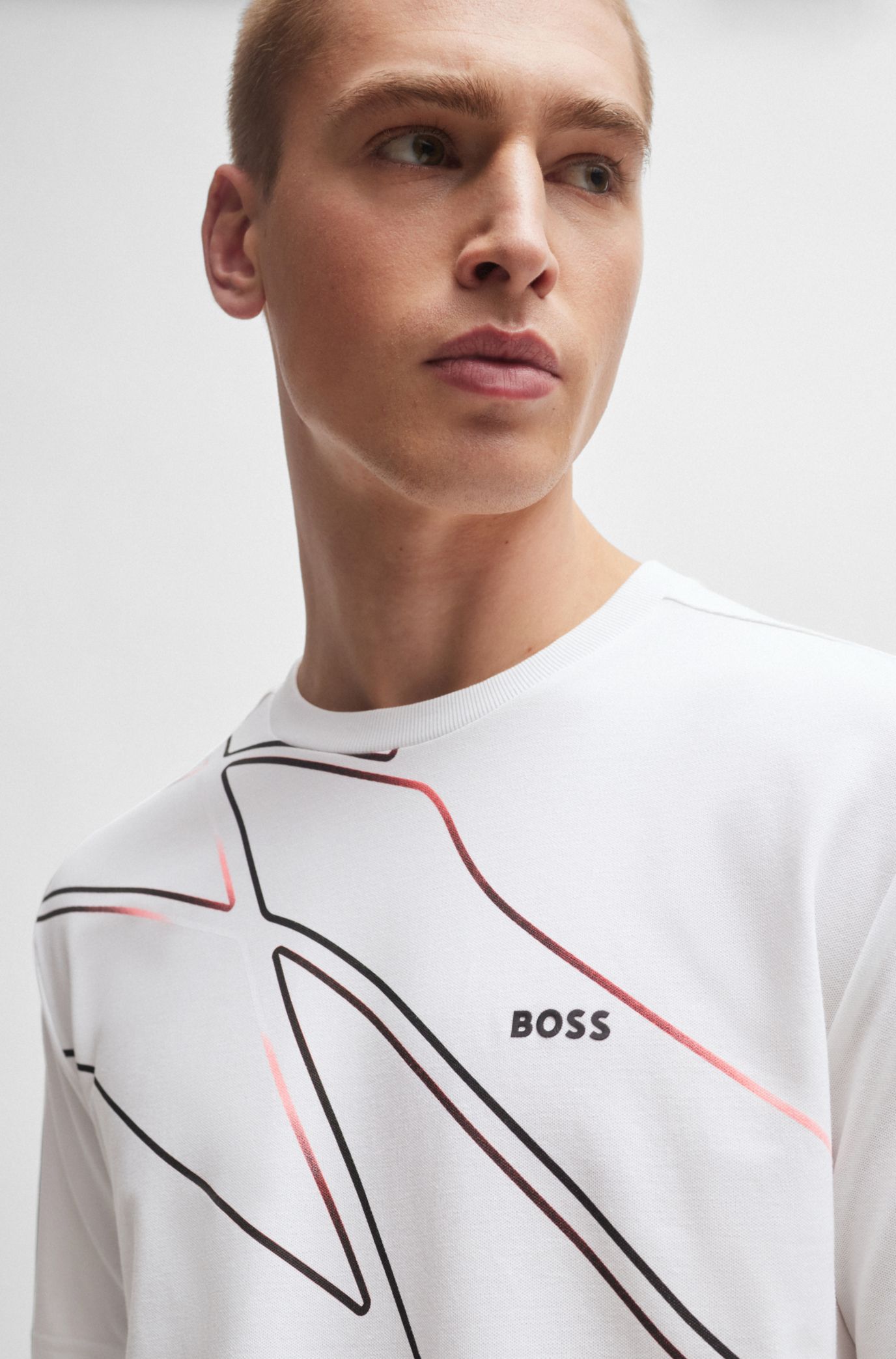 BOSS - Regular-fit T-shirt with seasonal artwork