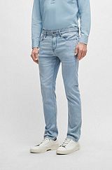 Slim-fit jeans in blue Italian denim, Turquoise