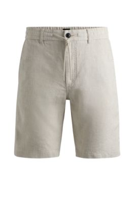 Hugo Boss Tapered-fit Shorts In A Linen Blend In Light Beige