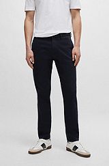 Tapered-fit trousers in honeycomb-structured stretch cotton, Dark Blue