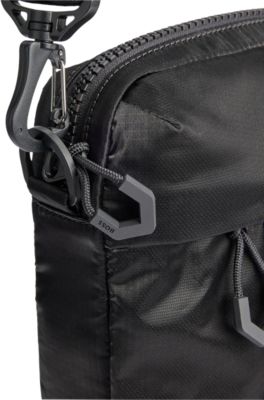 Coated-velour cross-body bag with outline logo, Black