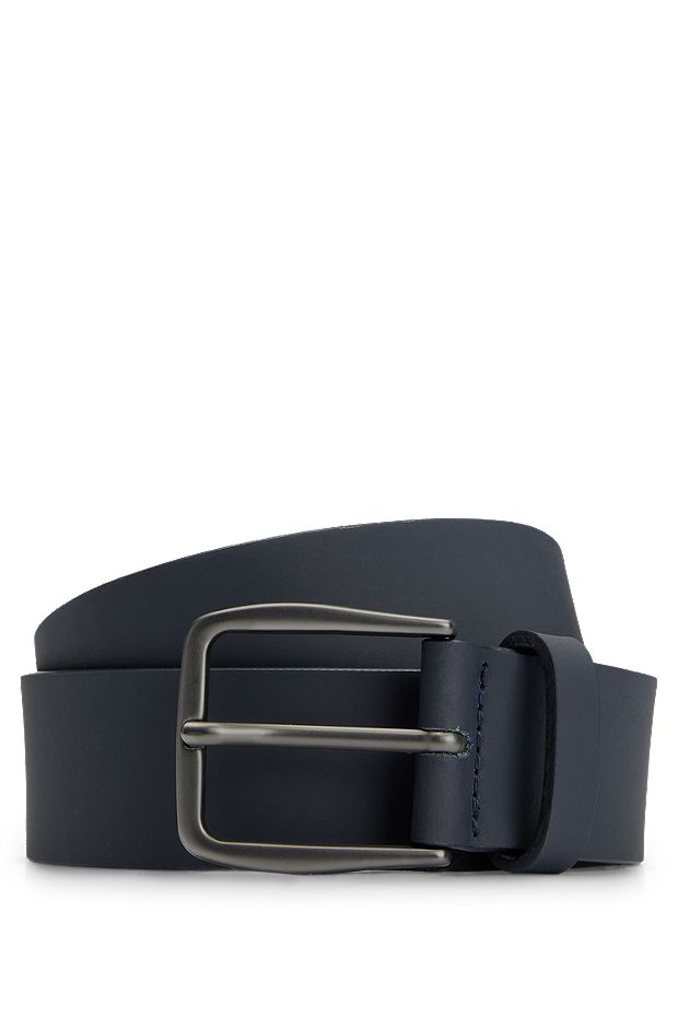 Cinturón de piel italiana y hebilla tonal, Azul oscuro