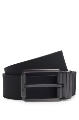Hugo Boss Reversible Italian-leather Belt With Branded Keeper In Black