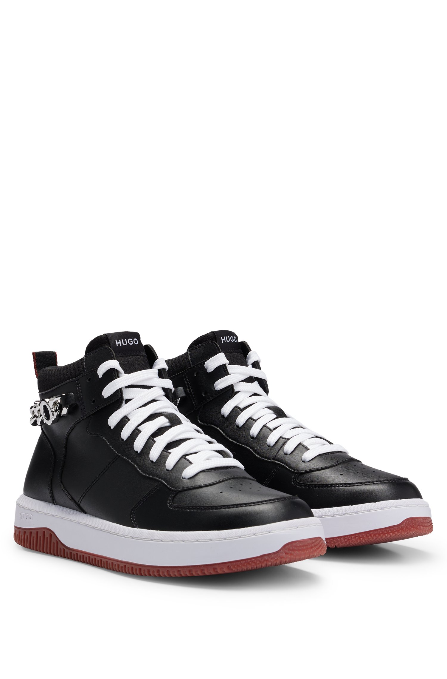 High-top trainers with logo-chain trim