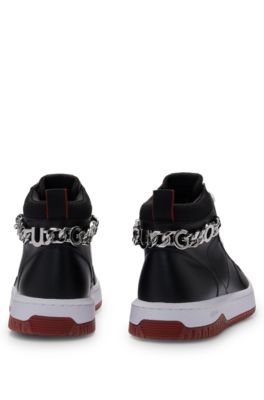 High-top trainers with logo-chain trim, Black