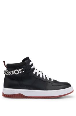 High-top trainers with logo-chain trim, Black
