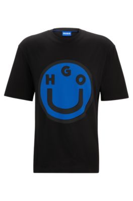 BOSS - Cotton-jersey T-shirt with rhinestone logo and artwork