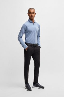 Mesh-detail trainers in mixed materials, Dark Blue