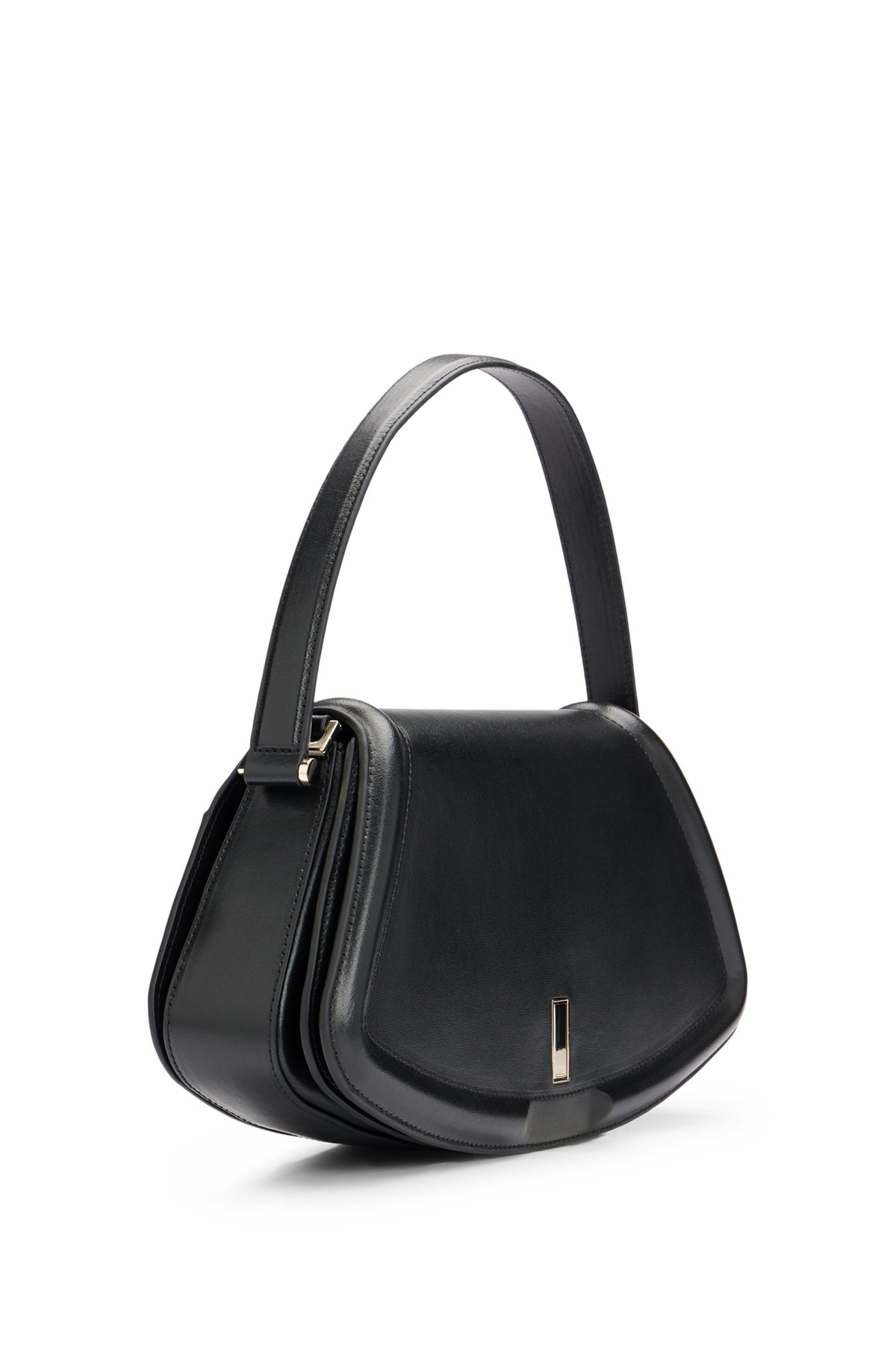 BOSS - Leather shoulder bag with branded hardware - Black BOSS - Leather shoulder bag with branded hardware - Black