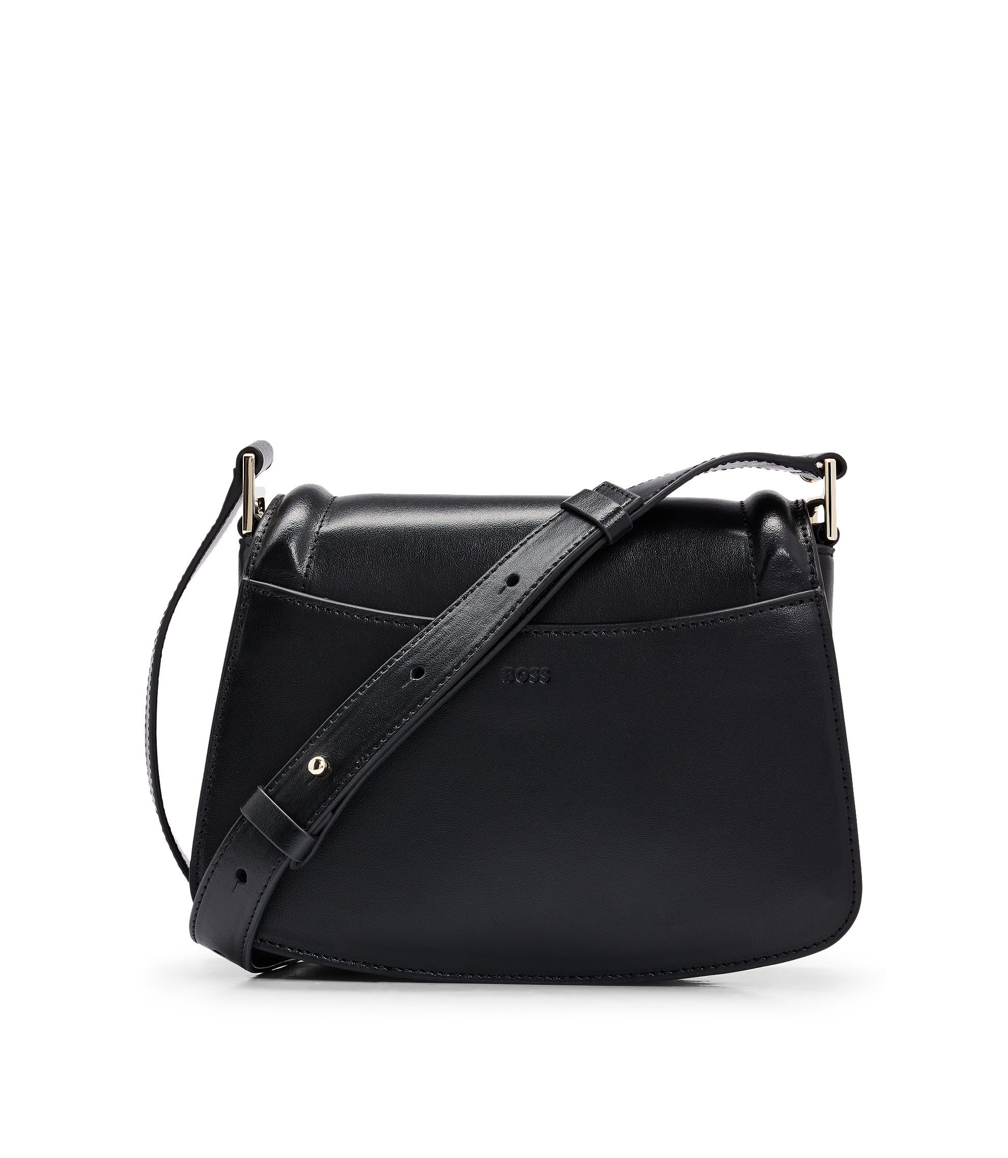 BOSS - Leather saddle bag with branded hardware - Black BOSS - Leather saddle bag with branded hardware - Black