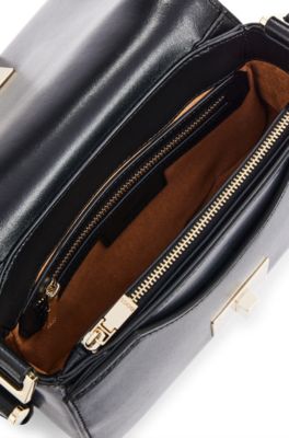 Leather saddle bag with branded hardware, Black