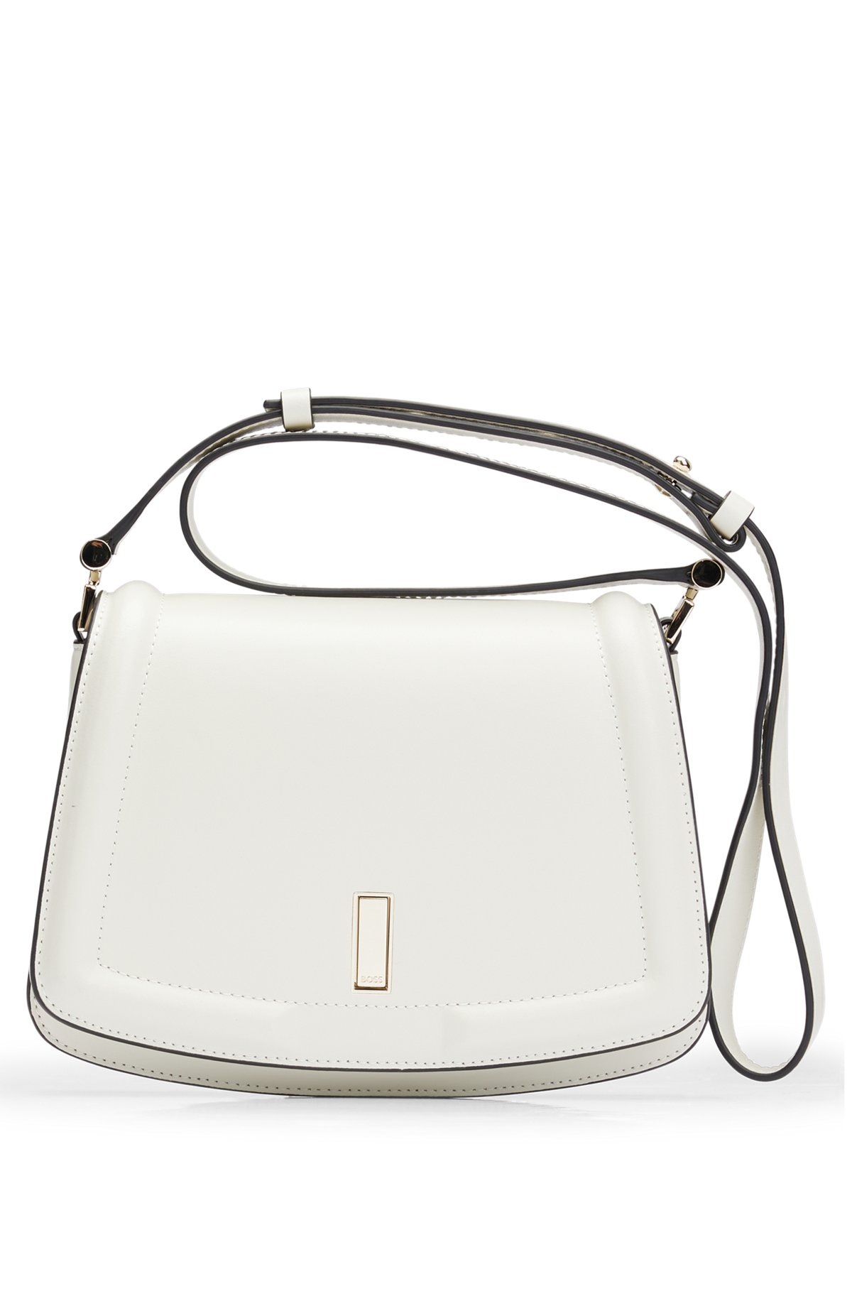 Leather saddle bag with branded hardware, White