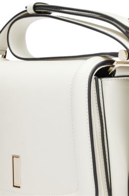Leather saddle bag with branded hardware, White